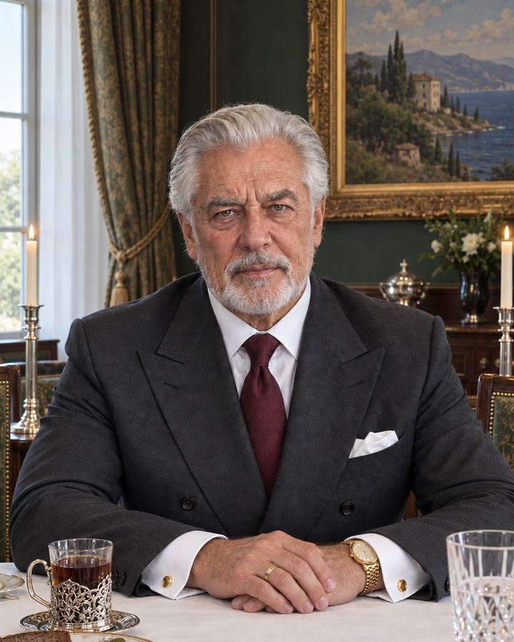 Arkady at a set dinner table